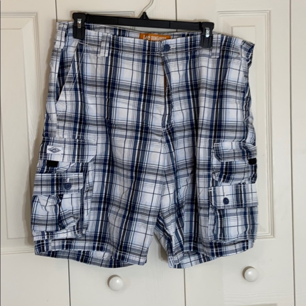 Men’s Lee Cargo plaid Dungarees Sz 42